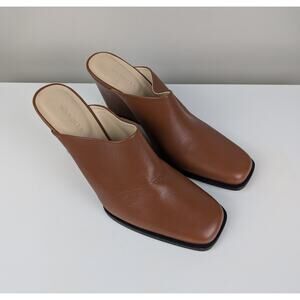 WANDLER $510 Gaia Wedge Heel Leather Mules Cognac 37/7